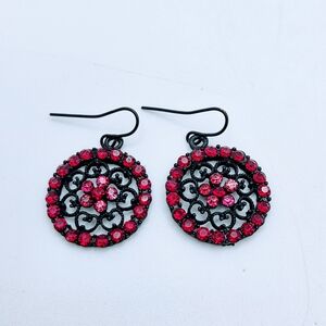 Vintage Black and Red Circle Earrings